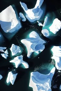 Preview wallpaper icebergs, ice, sea, aerial view