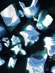 Preview wallpaper icebergs, ice, sea, aerial view