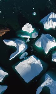 Preview wallpaper icebergs, sea, ice, aerial view, nature