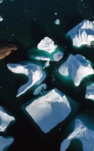 Preview wallpaper icebergs, sea, ice, aerial view, nature