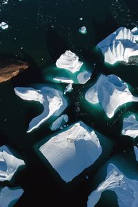 Preview wallpaper icebergs, sea, ice, aerial view, nature