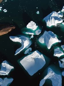 Preview wallpaper icebergs, sea, ice, aerial view, nature