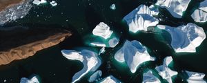 Preview wallpaper icebergs, sea, ice, aerial view, nature