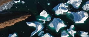 Preview wallpaper icebergs, sea, ice, aerial view, nature