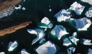 Preview wallpaper icebergs, sea, ice, aerial view, nature