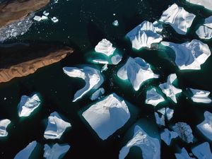 Preview wallpaper icebergs, sea, ice, aerial view, nature