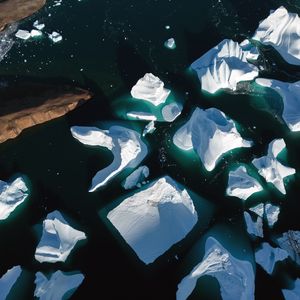 Preview wallpaper icebergs, sea, ice, aerial view, nature