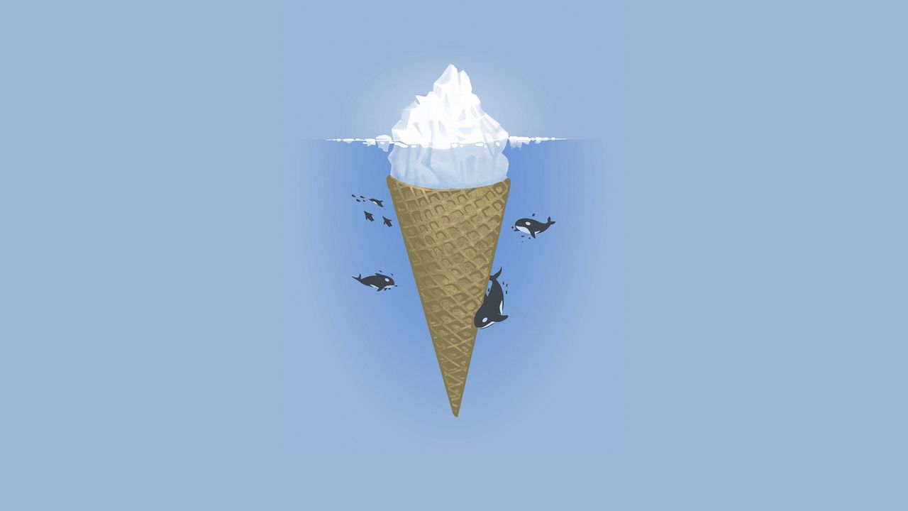 Wallpaper ice-cream, dolphin, sea