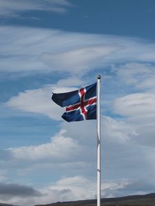 Preview wallpaper iceland, flag, sky, clouds