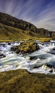 Preview wallpaper iceland, river, stream, rocks, mountains