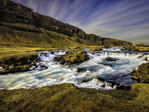 Preview wallpaper iceland, river, stream, rocks, mountains