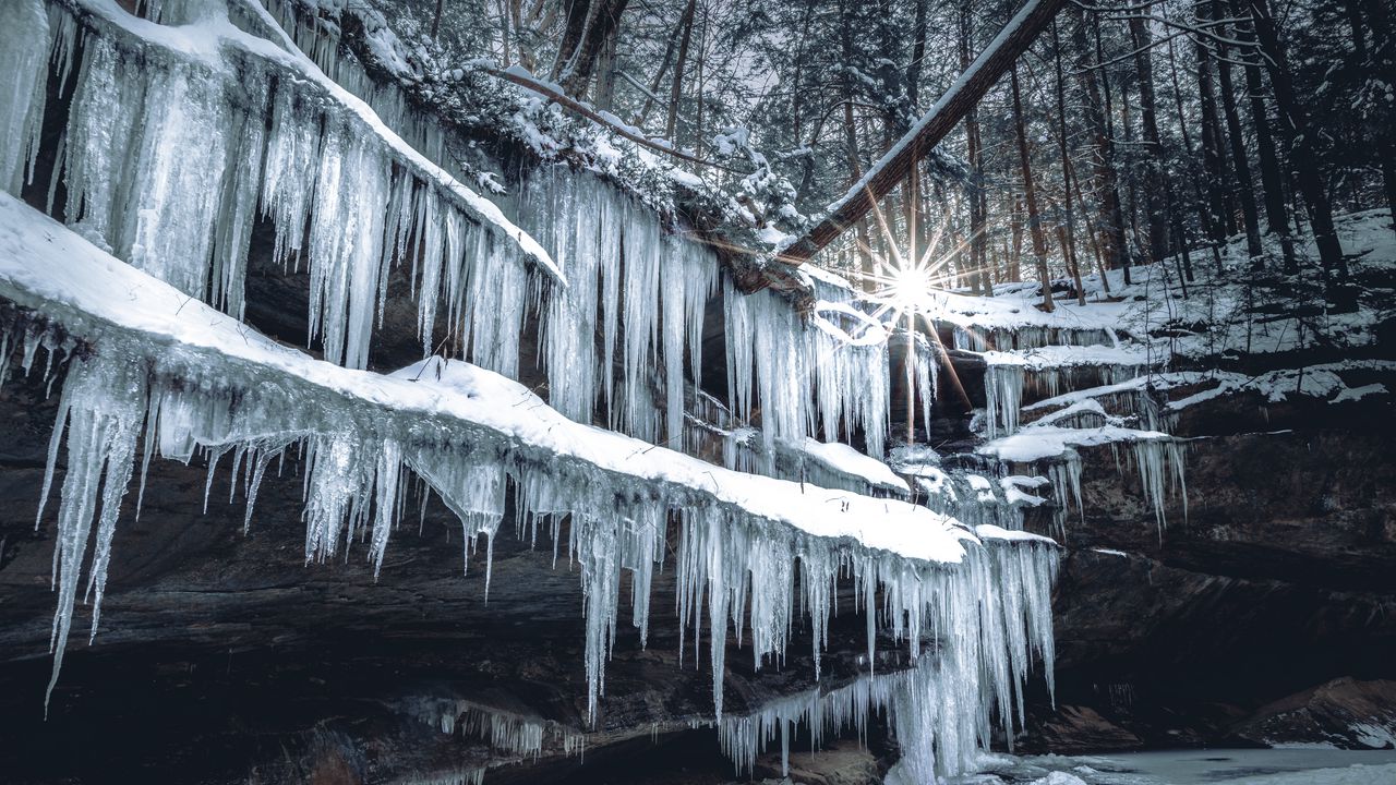 Wallpaper icicles, ice, winter, sun