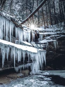 Preview wallpaper icicles, ice, winter, sun