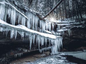 Preview wallpaper icicles, ice, winter, sun