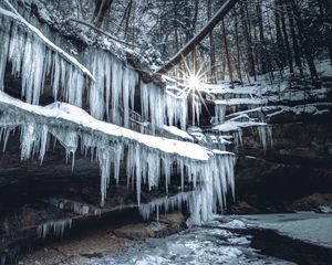 Preview wallpaper icicles, ice, winter, sun