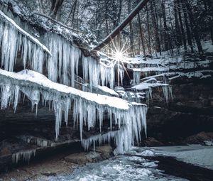 Preview wallpaper icicles, ice, winter, sun