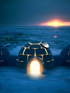 Preview wallpaper igloo, dwelling, light, night, northern pole