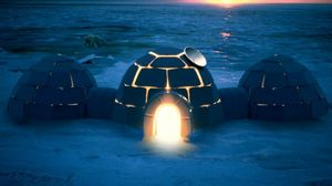 Preview wallpaper igloo, dwelling, light, night, northern pole