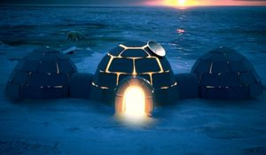 Preview wallpaper igloo, dwelling, light, night, northern pole