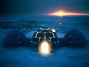 Preview wallpaper igloo, dwelling, light, night, northern pole