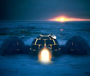 Preview wallpaper igloo, dwelling, light, night, northern pole