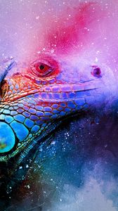 Preview wallpaper iguana, reptile, art, colorful