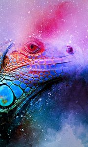 Preview wallpaper iguana, reptile, art, colorful