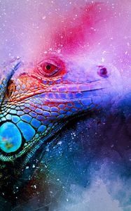 Preview wallpaper iguana, reptile, art, colorful