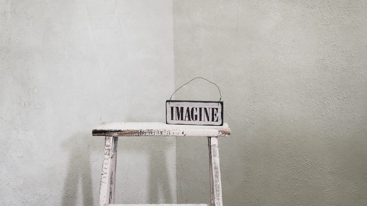 Wallpaper imagination, word, inscription, chair, white