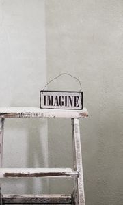 Preview wallpaper imagination, word, inscription, chair, white