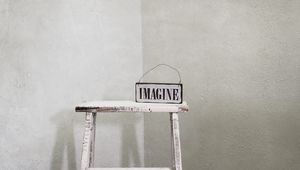 Preview wallpaper imagination, word, inscription, chair, white