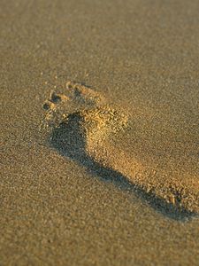 Preview wallpaper imprint, foot, sand, minimalism