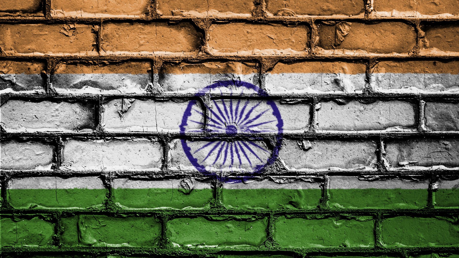Download wallpaper 1920x1080 india, flag, texture, wall, brick, paint full  hd, hdtv, fhd, 1080p hd background