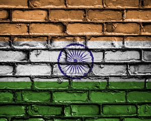Preview wallpaper india, flag, texture, wall, brick, paint