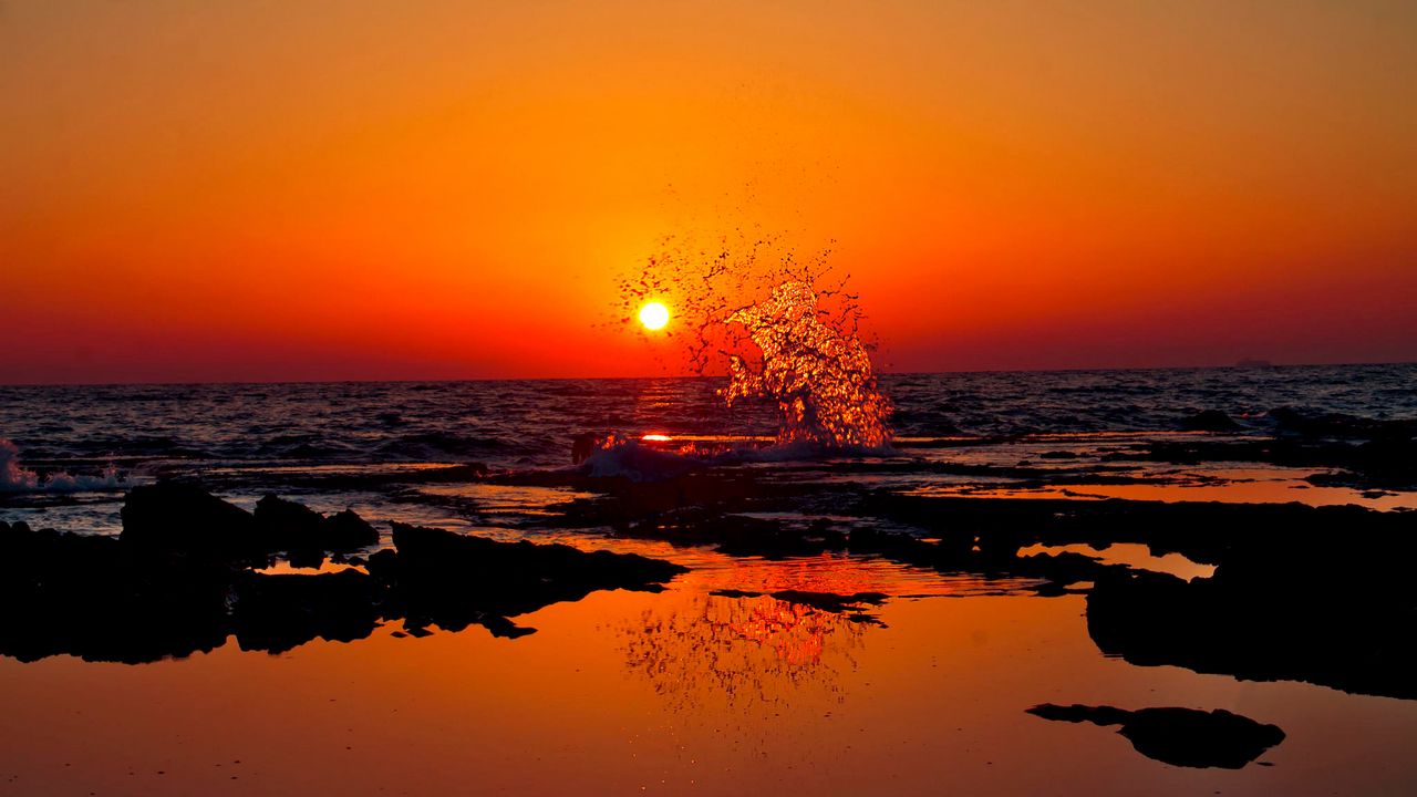 Wallpaper india, sunset, splash, beach, ocean