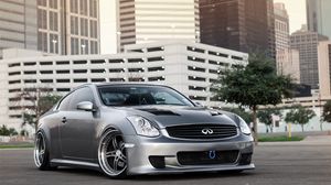 Preview wallpaper infiniti g35, blue, city, light