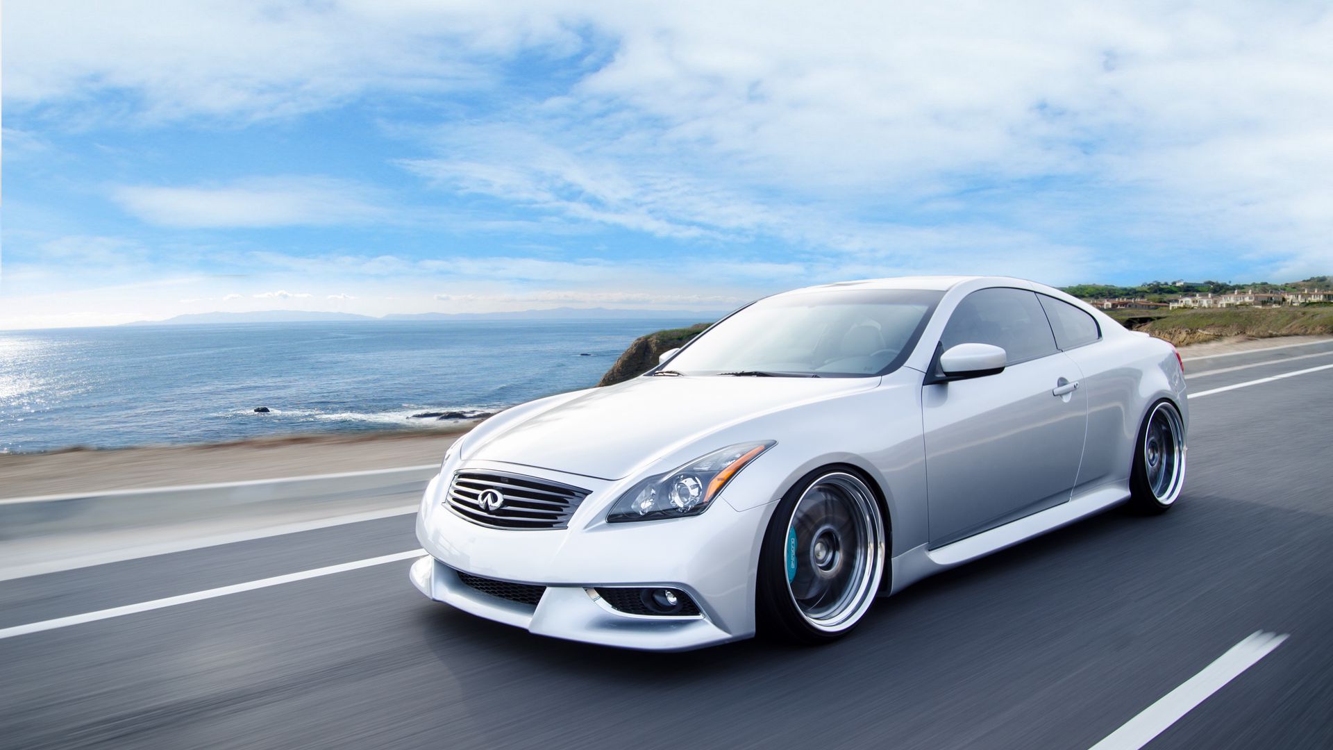 Download wallpaper 1920x1080 infiniti, g37, coupe, side view, speed