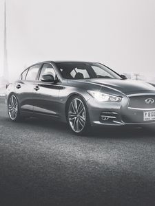 Preview wallpaper infiniti q50, side view, bw