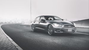 Preview wallpaper infiniti q50, side view, bw