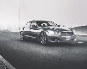 Preview wallpaper infiniti q50, side view, bw