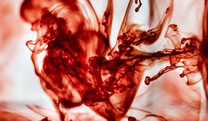 Preview wallpaper ink, clots, water, red, abstraction