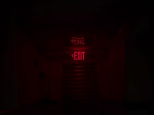 Preview wallpaper inscription, exit, neon, red