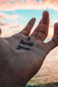 Preview wallpaper inscription, hand, palm, love