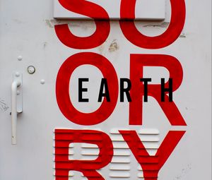 Preview wallpaper inscription, letters, red, wall, surface