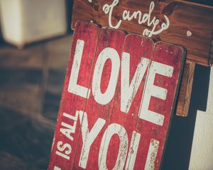 Preview wallpaper inscription, love, board, art