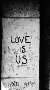 Preview wallpaper inscription, love, bw, wall