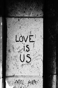 Preview wallpaper inscription, love, bw, wall