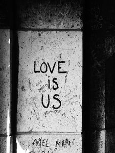 Preview wallpaper inscription, love, bw, wall