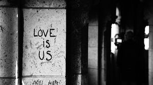 Preview wallpaper inscription, love, bw, wall