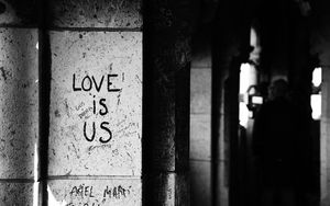 Preview wallpaper inscription, love, bw, wall